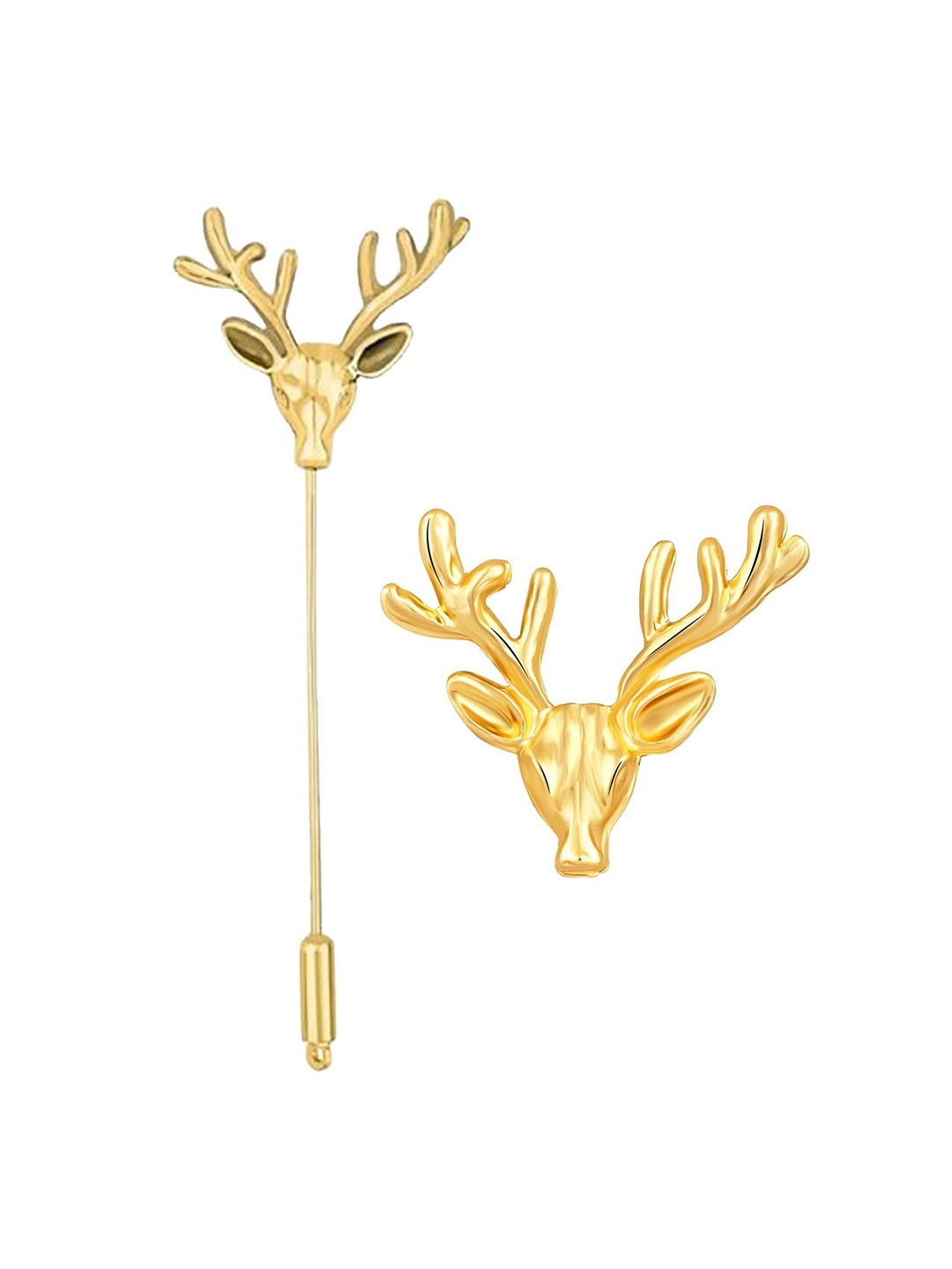 

Mahi Deer-Face Shaped Wedding Brooch, Gold