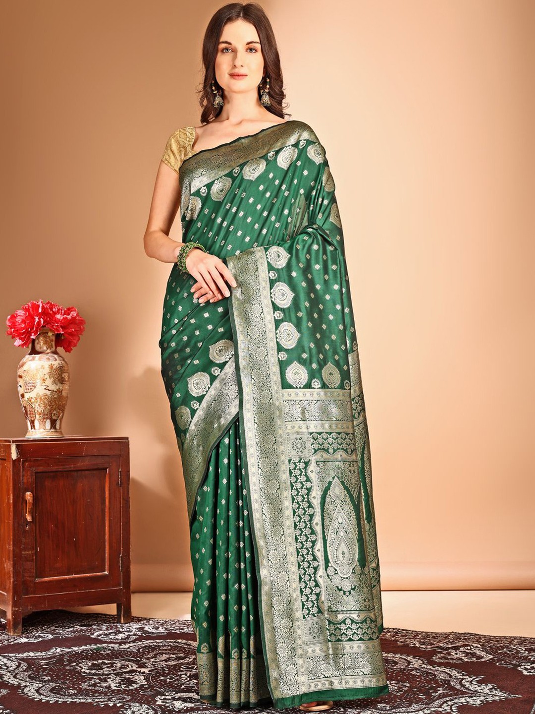 

Anouk Woven Design Designer Banarasi Saree, Green