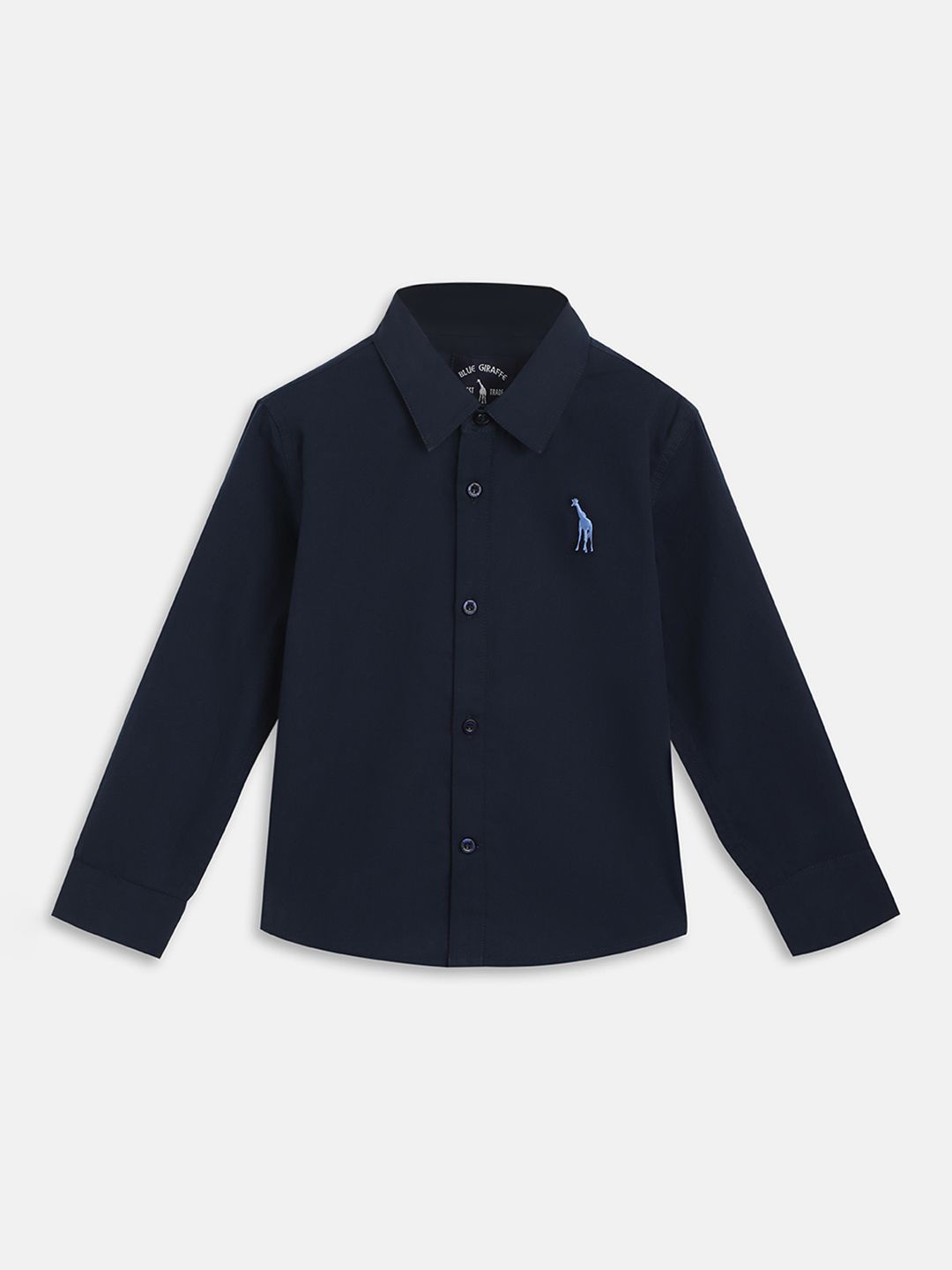 

Blue Giraffe Boys Cutaway Collar Solid Cotton Casual Shirt, Navy blue