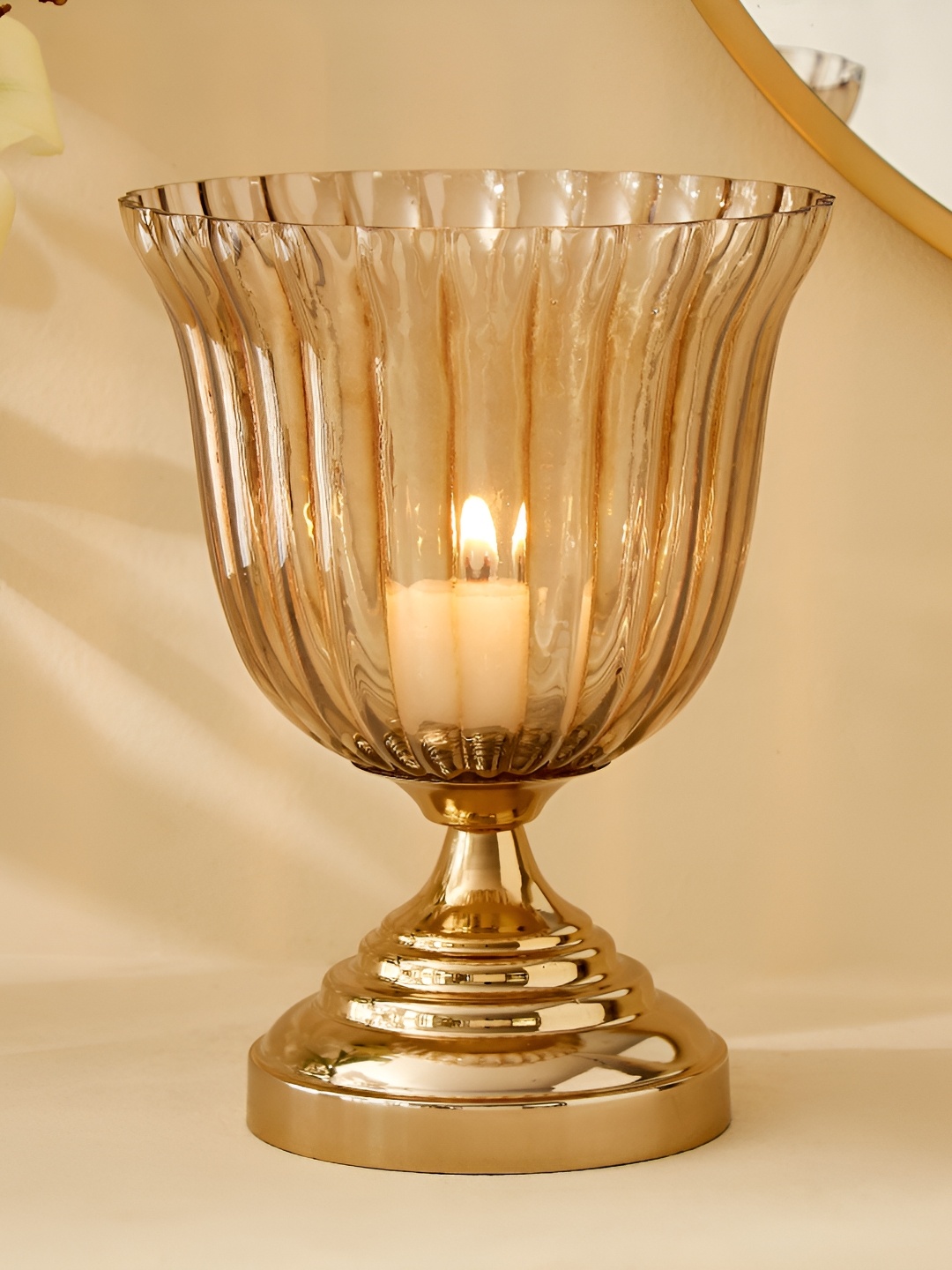

Home Centre Heritage Renew Jive Gold-Toned Metal Hurricane Candle Holder