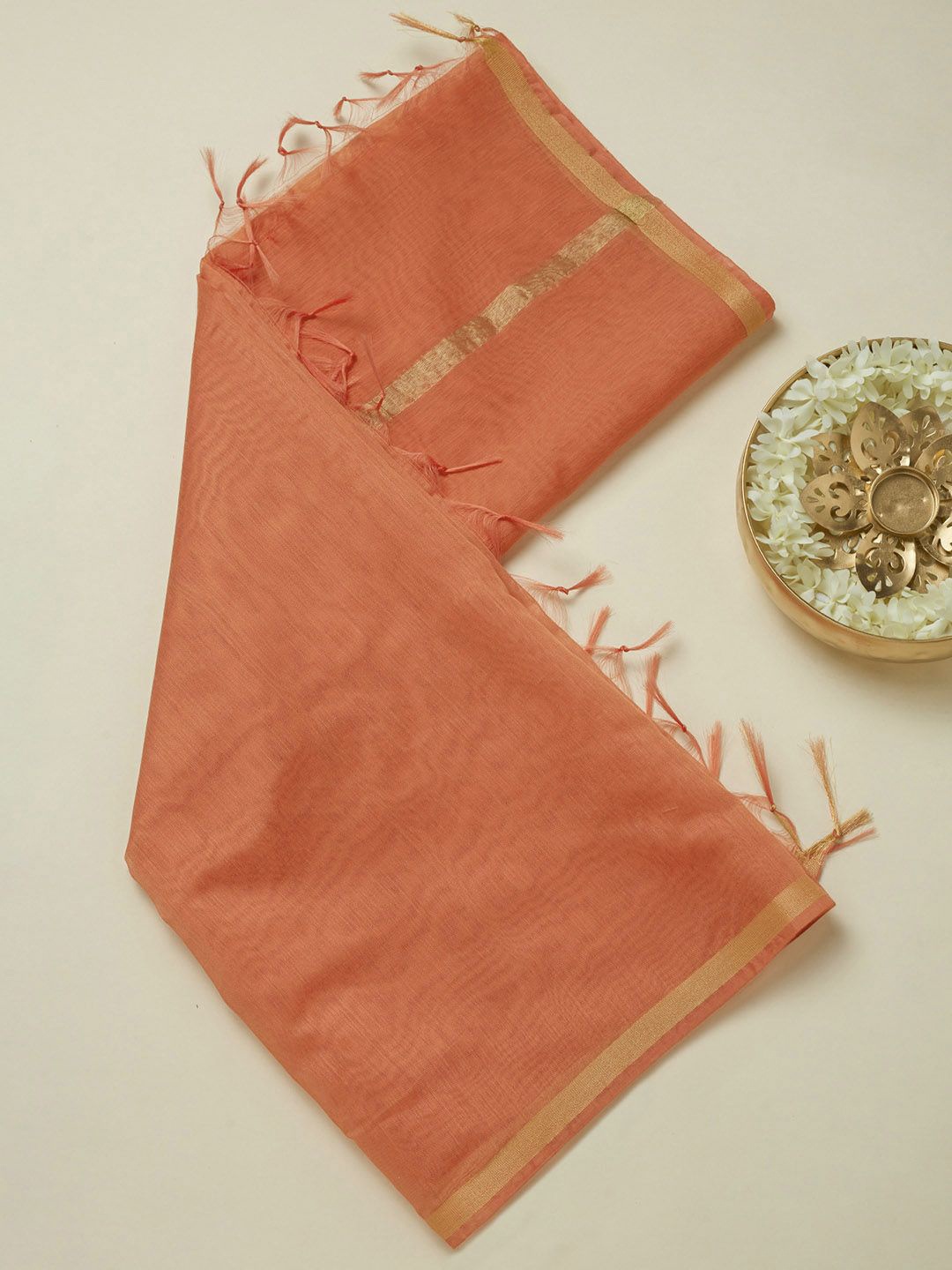 

Soch Zari Woven Border With Tasselled Dupatta, Orange