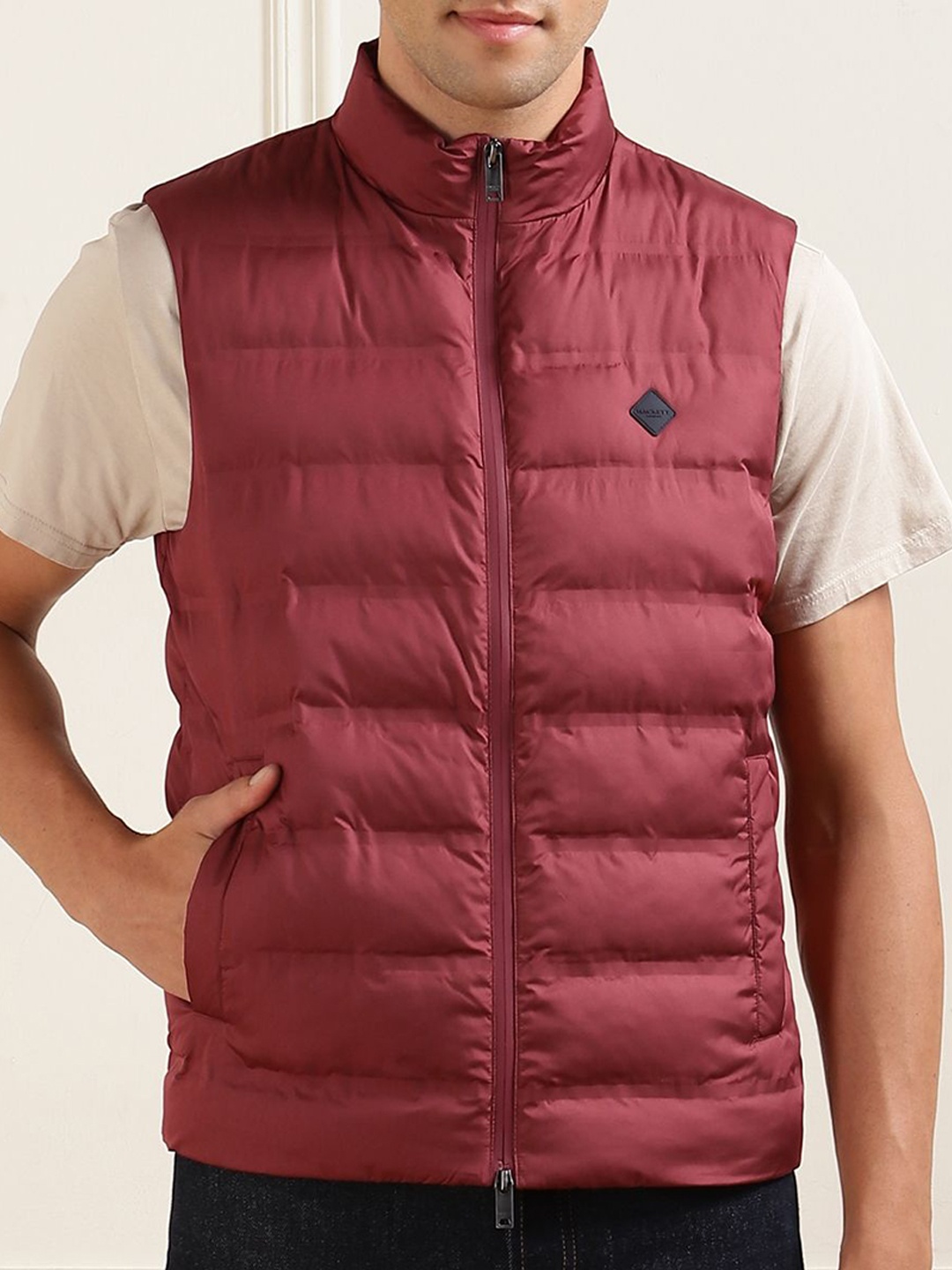 

HACKETT LONDON Men Polyester Longline Padded Jacket, Red