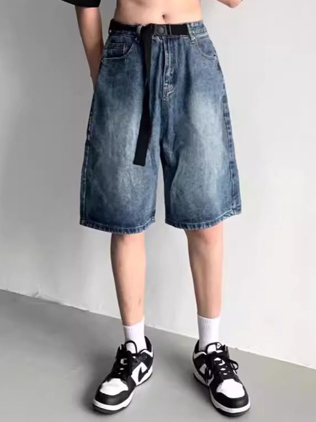 

StyleCast Men Washed Loose Fit Denim Shorts, Blue