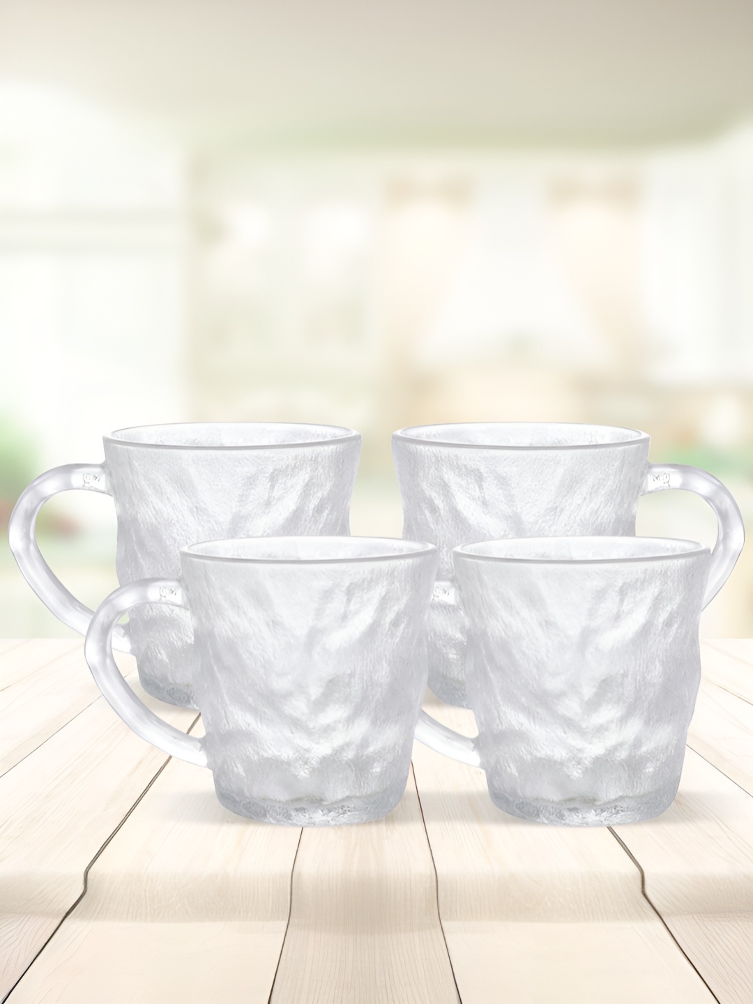 

The Better Home Transparent 4 Pieces Textured Glass Dishwasher Safe Cups 280ml