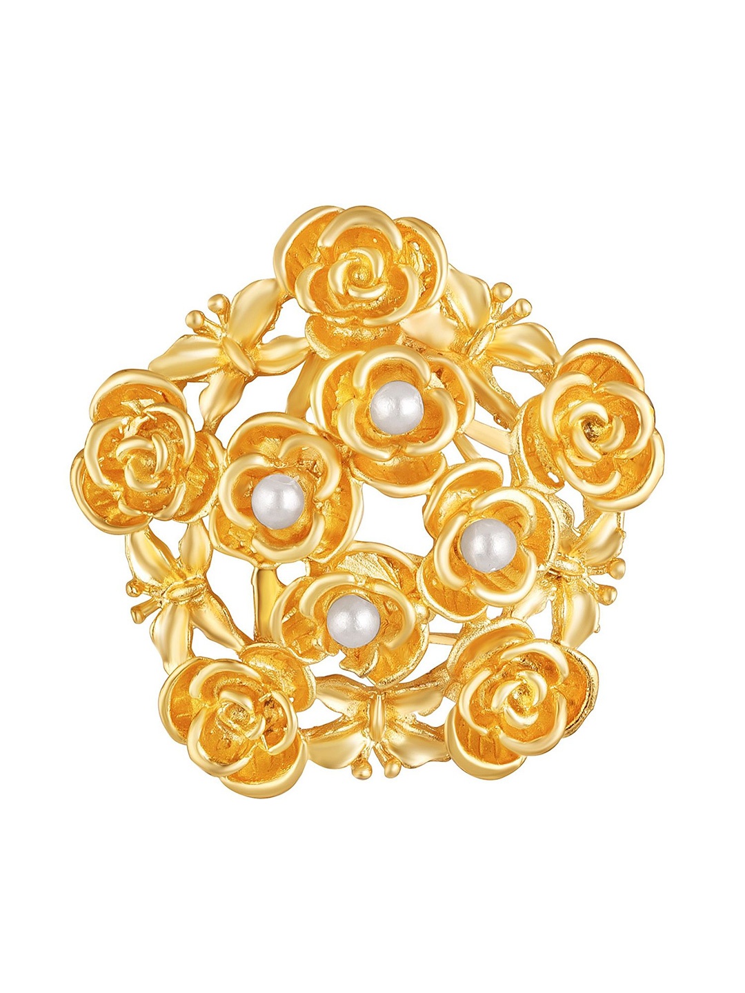 

Mahi Women Gold-Toned Rose Flower Bouquet Brooch