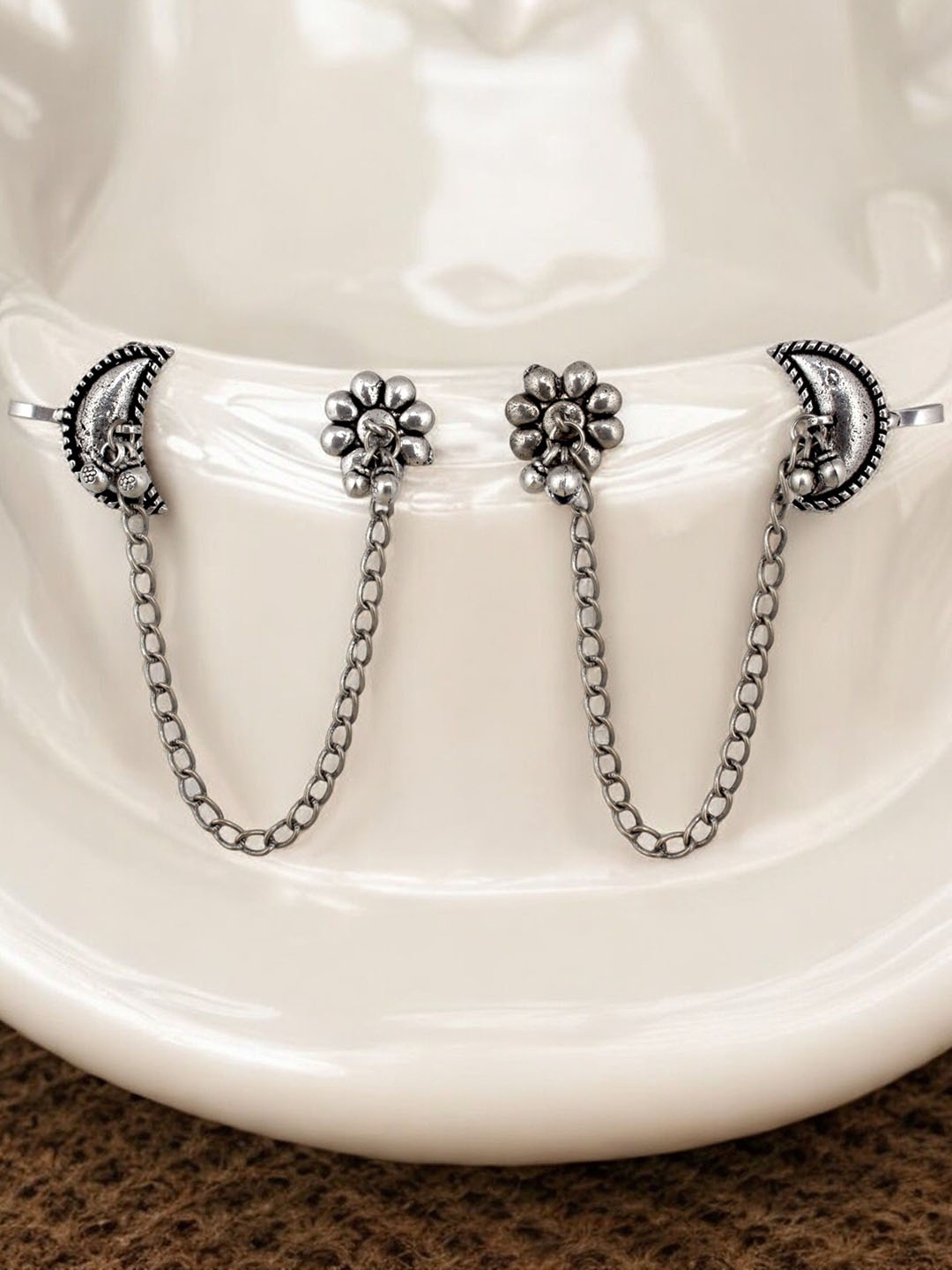 

LUCKY JEWELLERY Ear Cuff Earrings, Silver