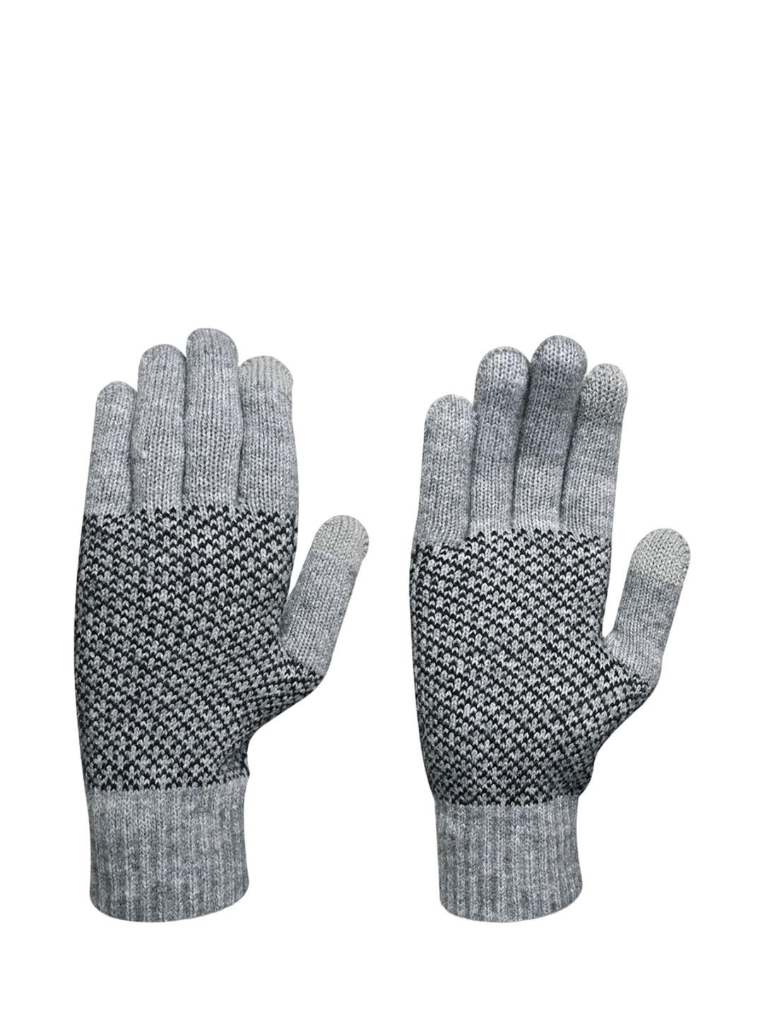 

LOOM LEGACY Men Checked Acrylic Touchscreen Gloves, Grey