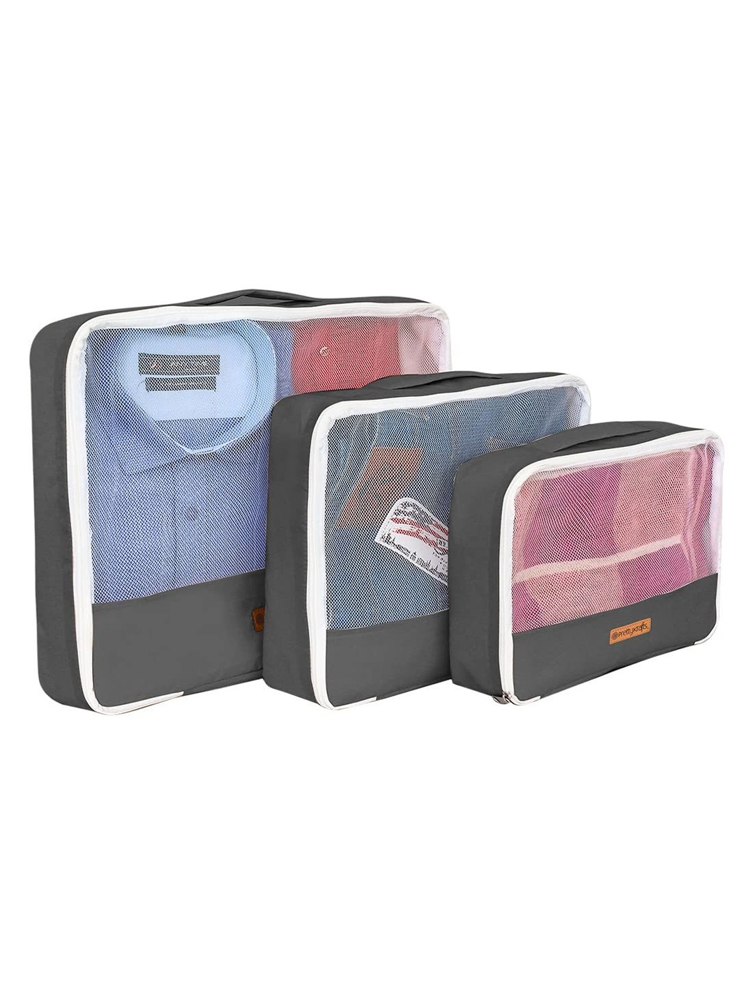 

prettykrafts Grey & White 3 Pieces Reusable Multi-Utility Organisers