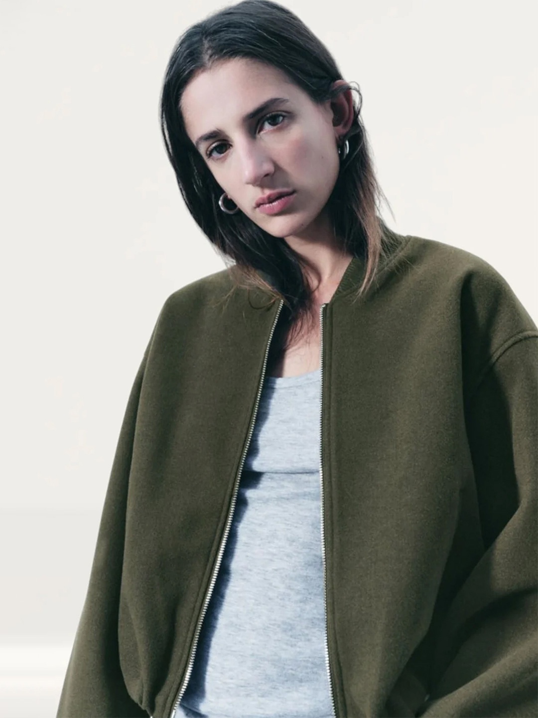 

LULU & SKY Women Stand Collar Solid Casual Bomber Jacket, Green