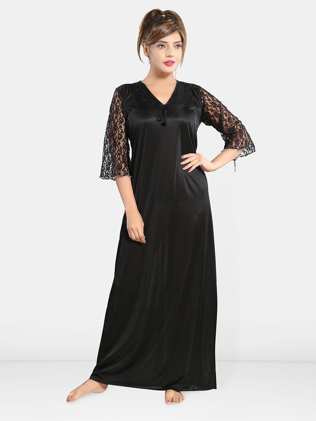 

Be You V-Neck Maxi Sweat Nightdress, Black