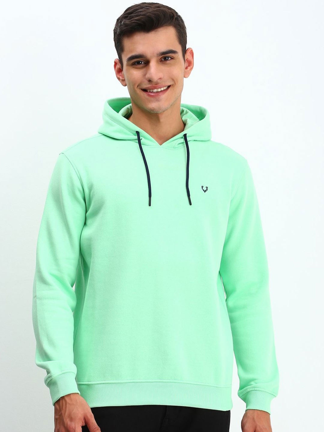 

Allen Solly Men Solid Hood Cotton Pullover Sweatshirt, Green