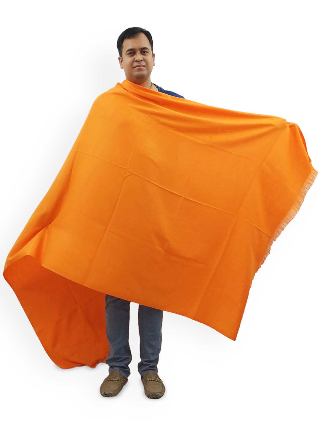 

Vrinde Fringed Border Woollen Shawl, Orange