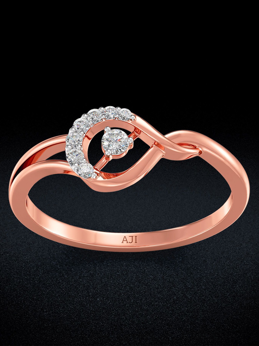 

Joyalukkas 18KT Stone Studded Finger Ring Diamond, Rose gold