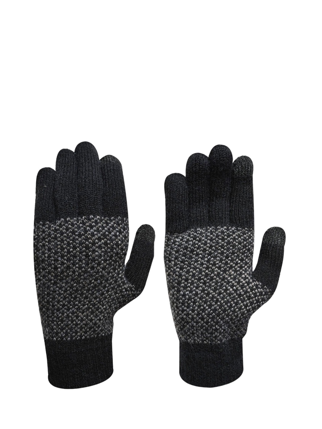 

LOOM LEGACY Men Checked Acrylic Touchscreen Gloves, Black