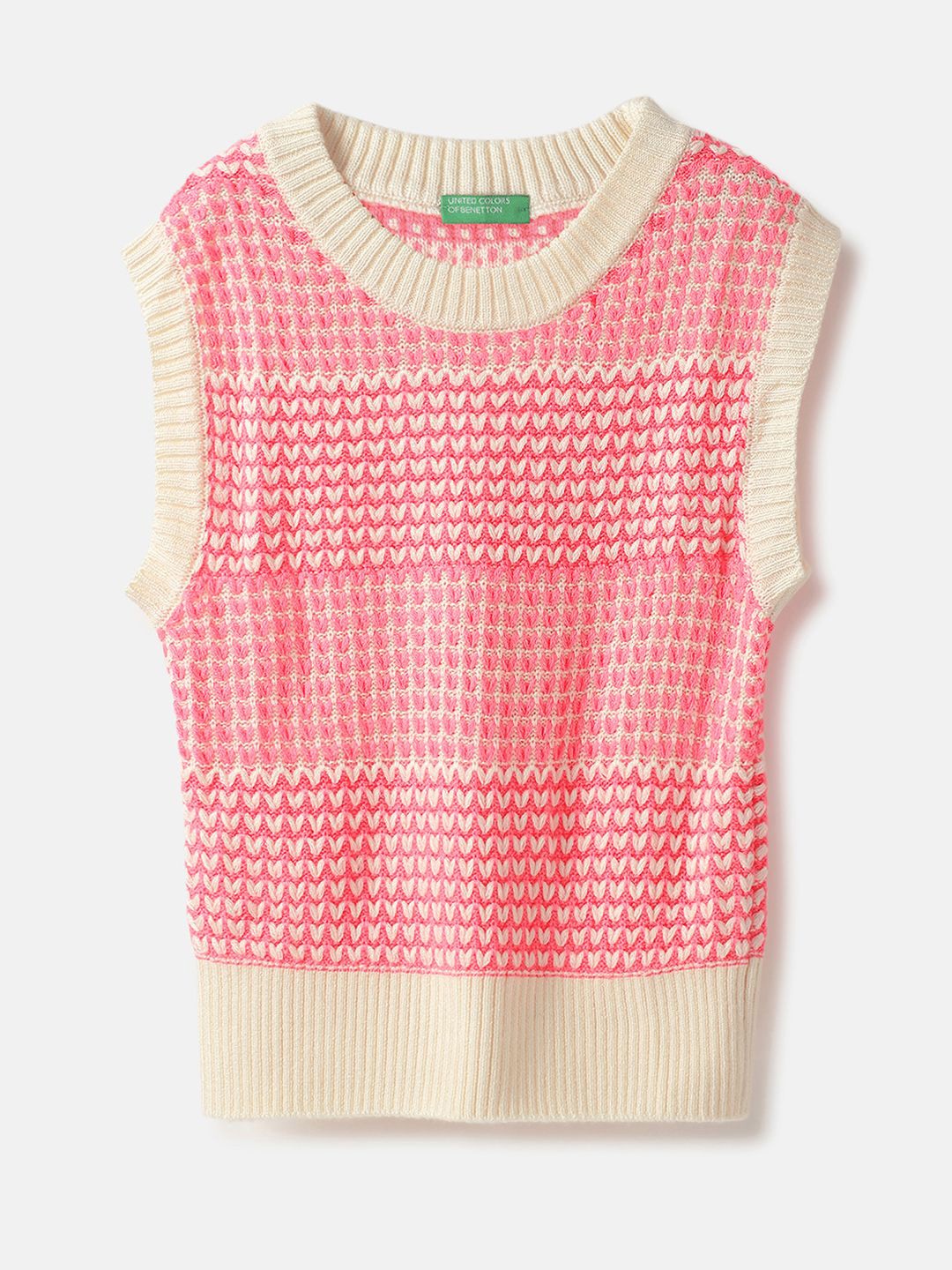 

United Colors of Benetton Girls Printed Sweater Vest, Pink