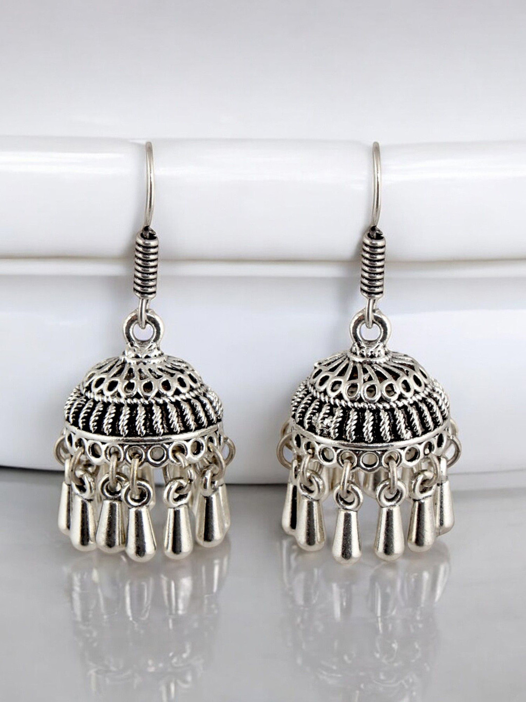 

LUCKY JEWELLERY Jhumkas Earrings, Silver