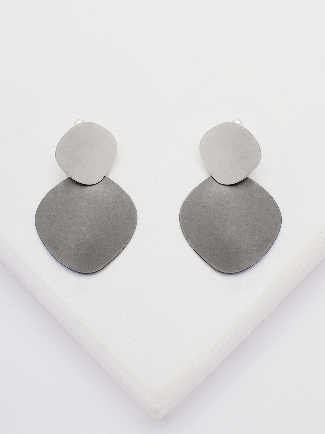 

Rhea Rhodium-Plated Contemporary Drop Earrings, Silver