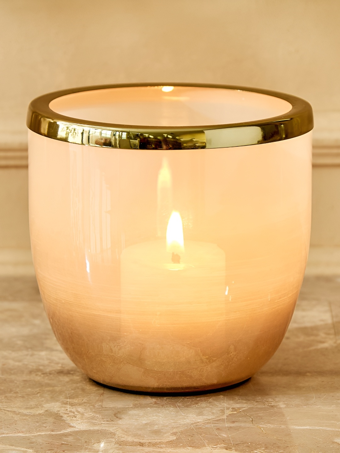 

Home Centre Mabel Kamal Gold-Toned Glass Votive Candle Holder