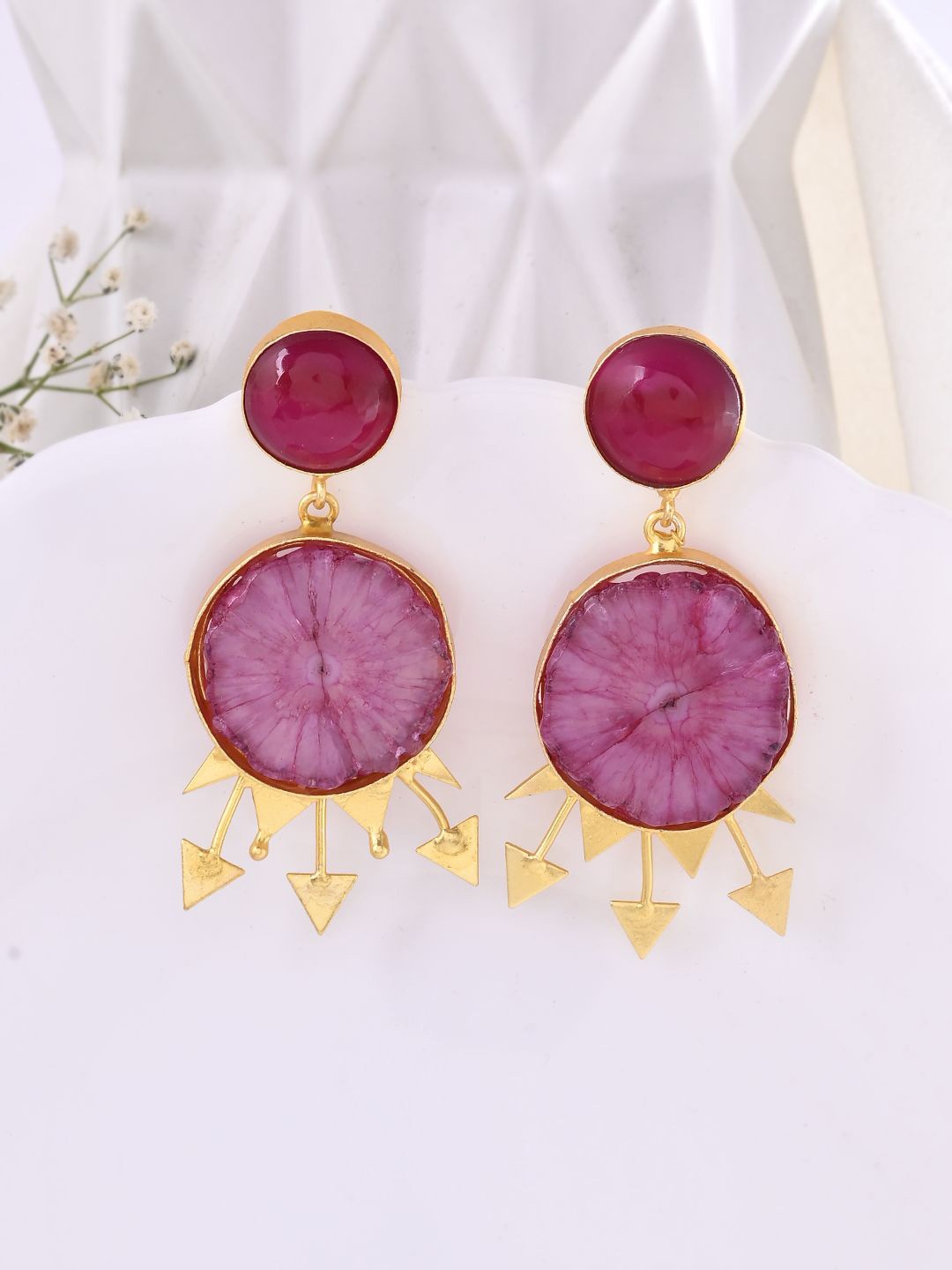 

DASTOOR Gold Plated Artificial Stones Studded Contemporary Drop Earrings