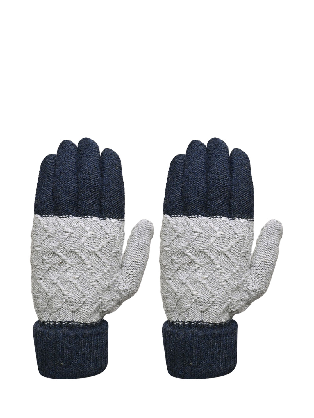 

LOOM LEGACY Men Patterned Acrylic Touchscreen Gloves, Navy blue