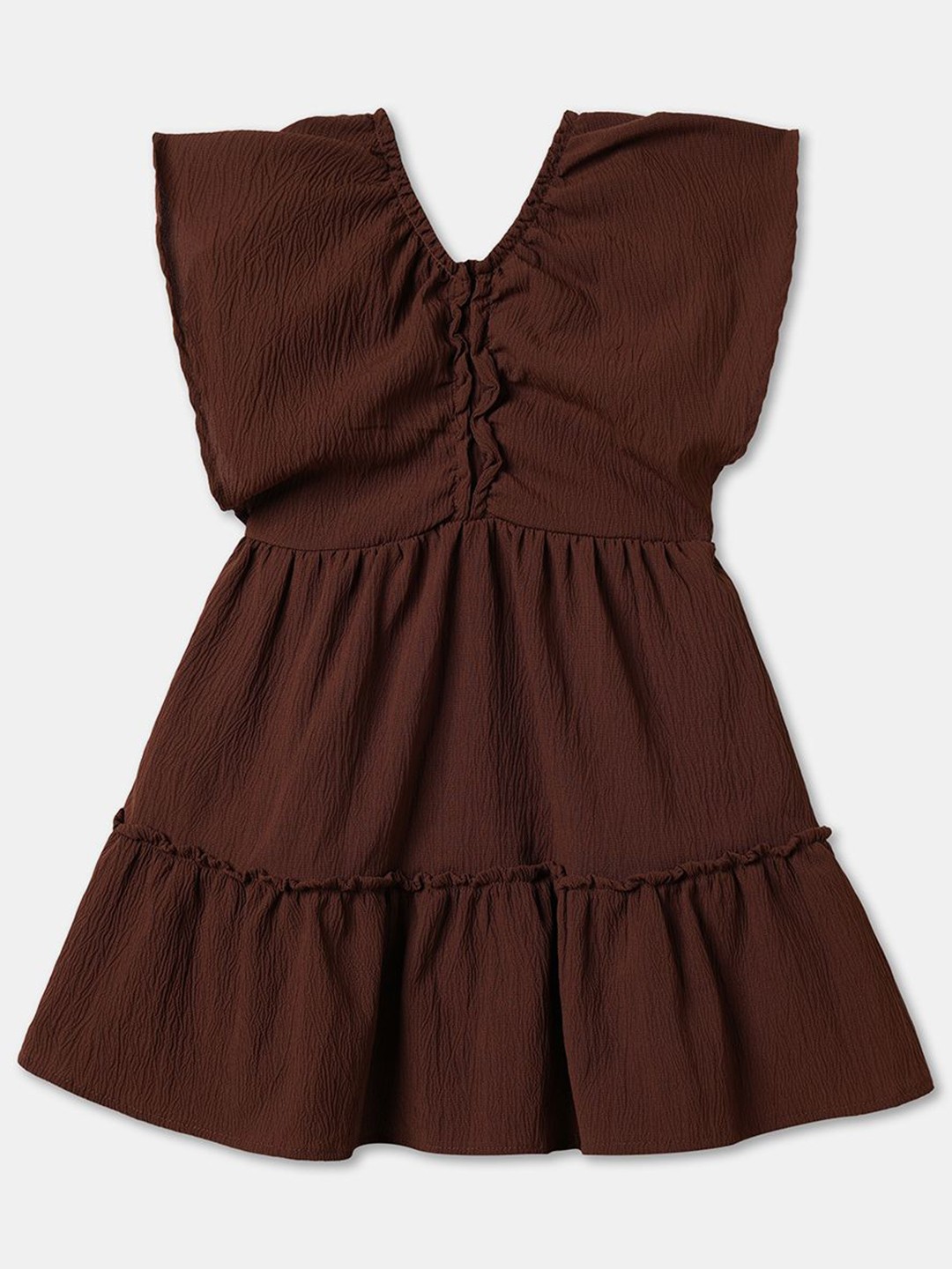 

R&B Girls Flutter Sleeve A-Line Cotton Dress, Blue