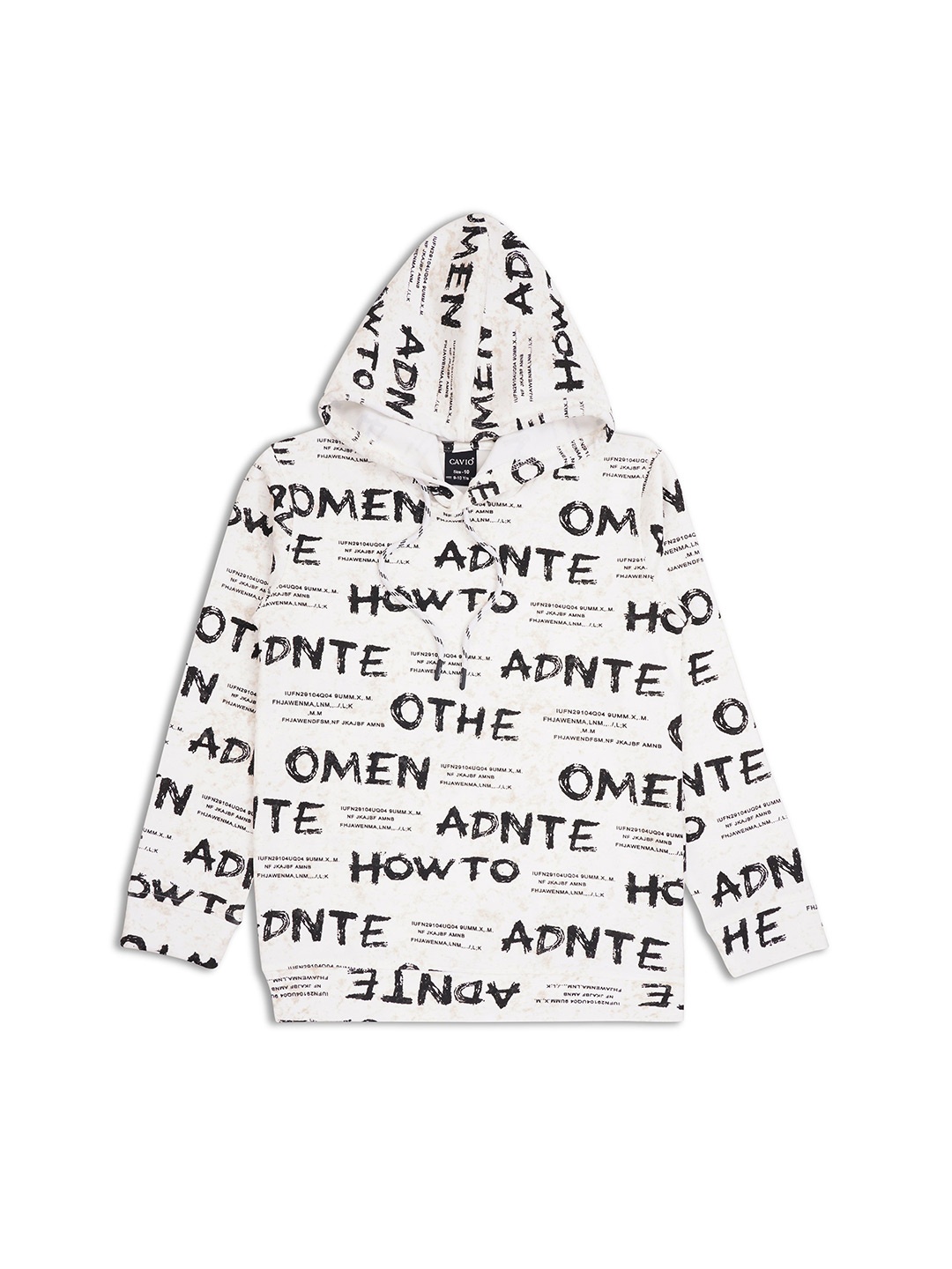 

CAVIO Boys Typography Printed Hood Cotton Pullover Sweatshirt, White