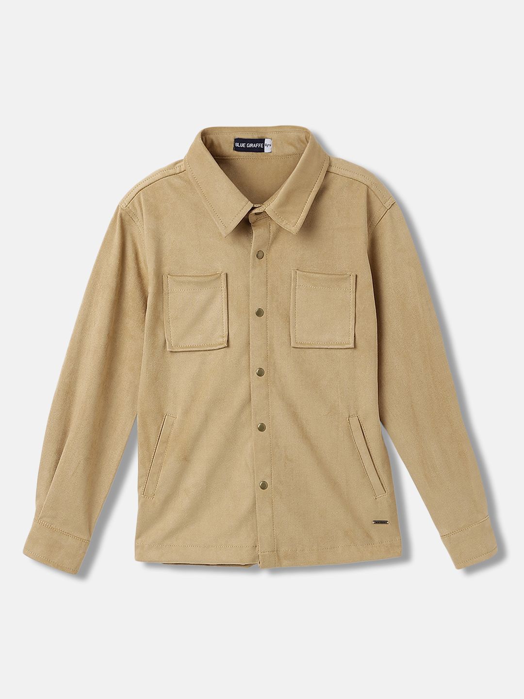 

Blue Giraffe Boys Cutaway Collar Solid Casual Shirt, Beige