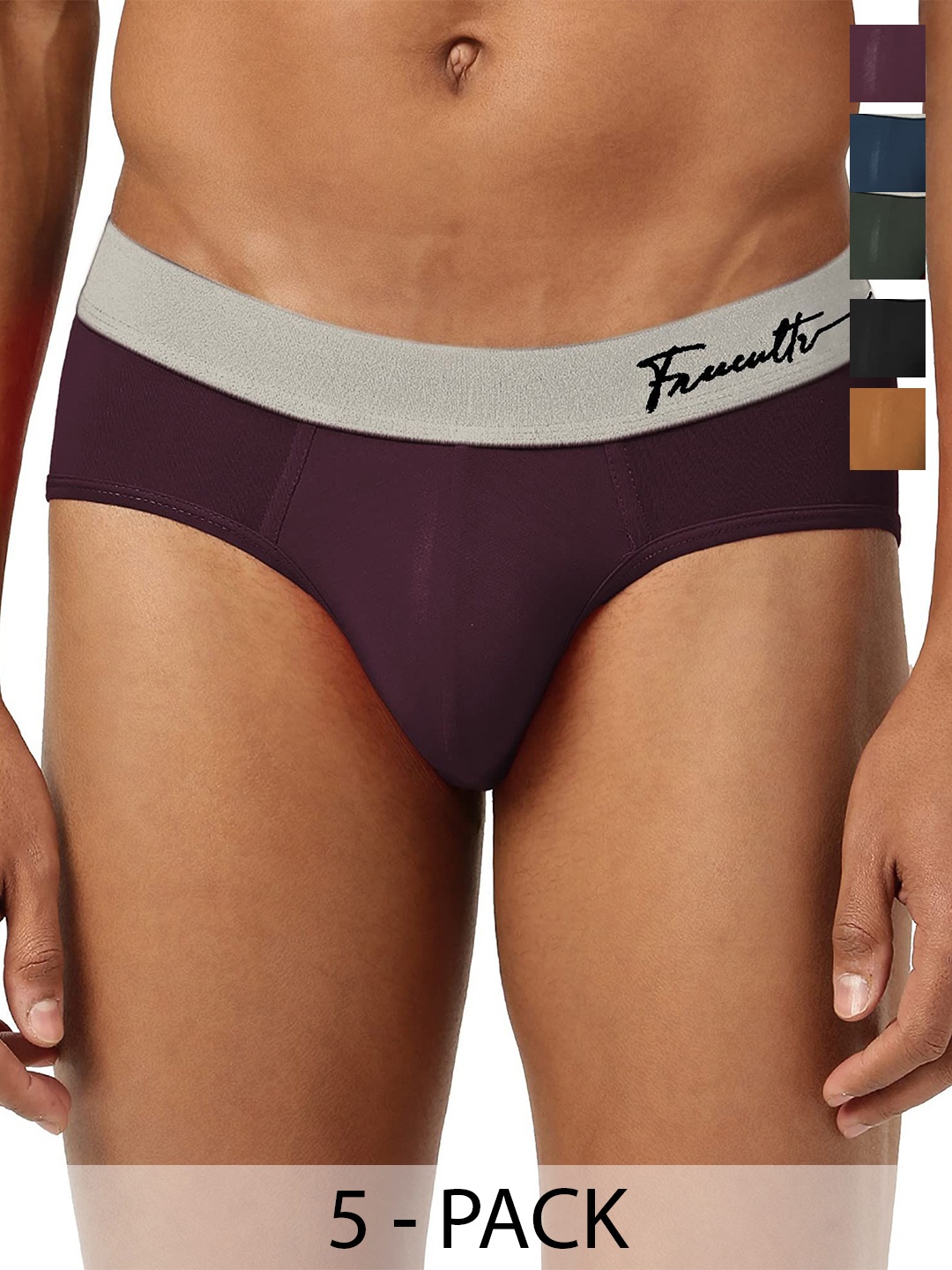 

FREECULTR Men Pack Of 5 Anti Bacterial Basic Briefs, Brown