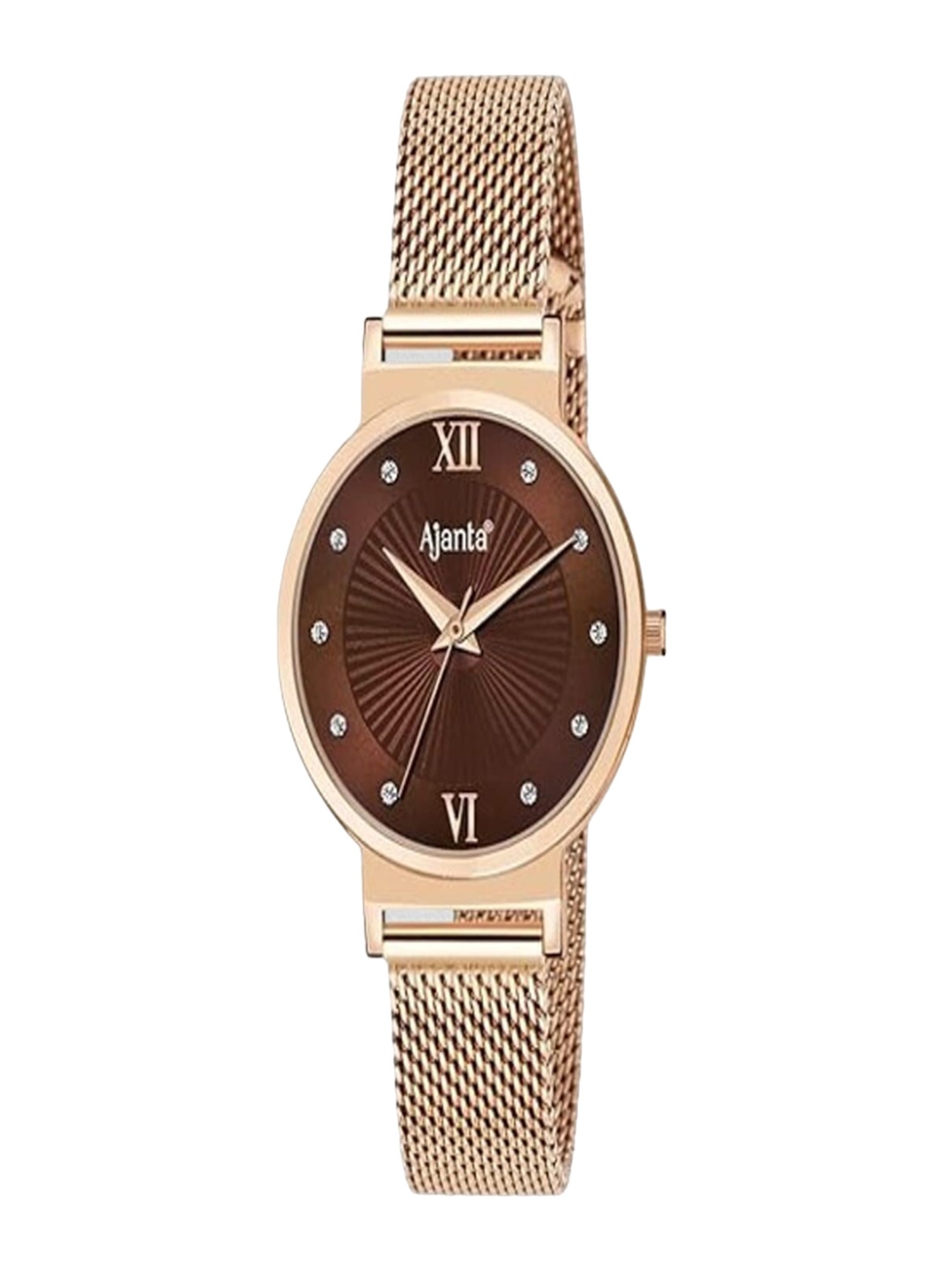 

Ajanta Quartz Women Brass Dial & Stainless Steel Straps Analogue Watch AWC117ESL, Gold