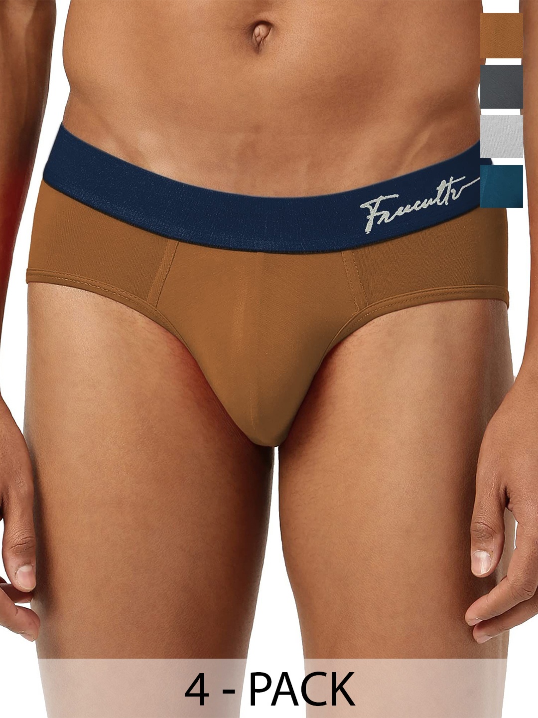 

FREECULTR Men Pack Of 4 Anti Bacterial Micromodal Basic Briefs, Brown