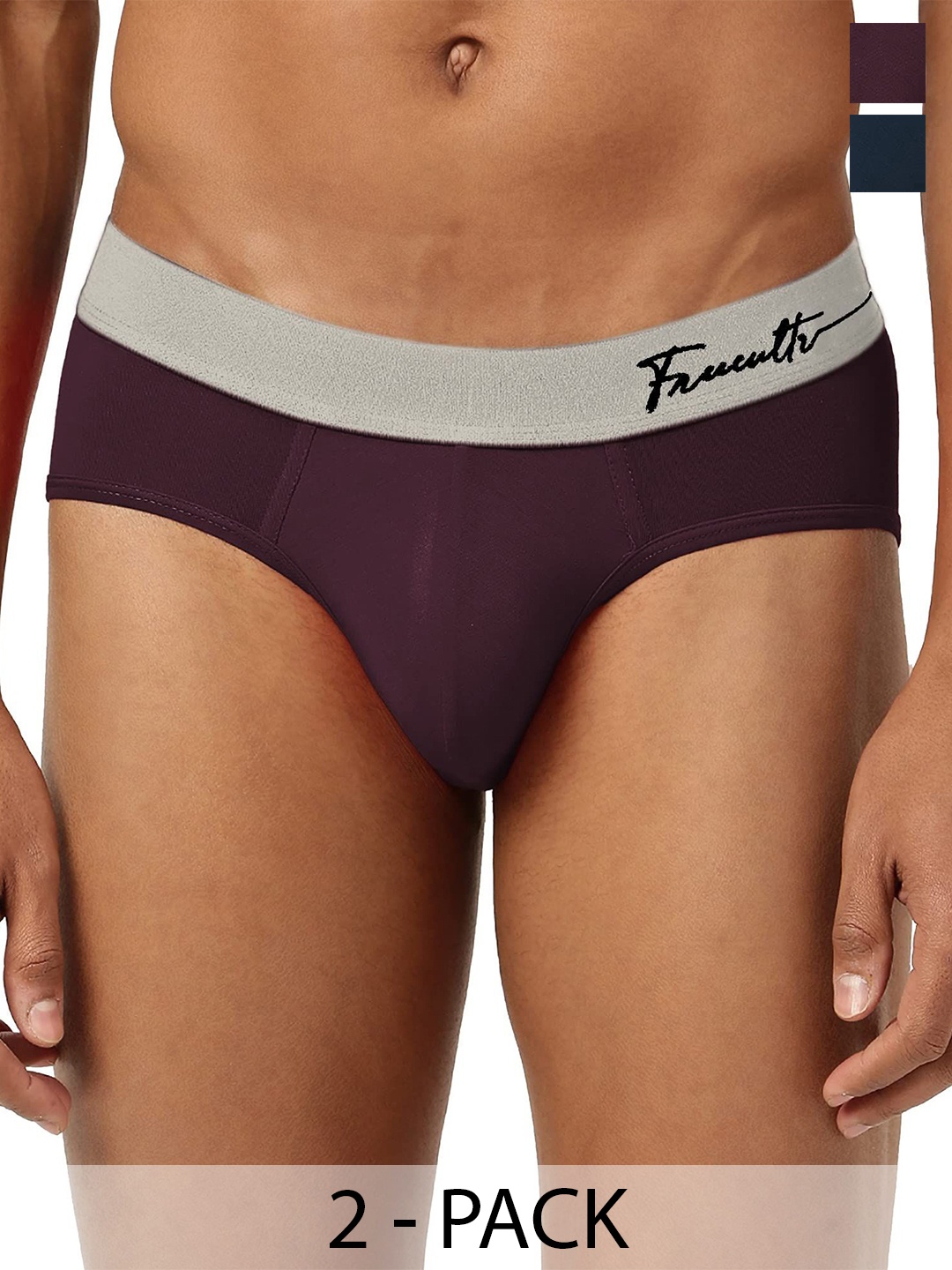 

FREECULTR Men Pack Of 2 Anti Bacterial Basic Briefs, Purple