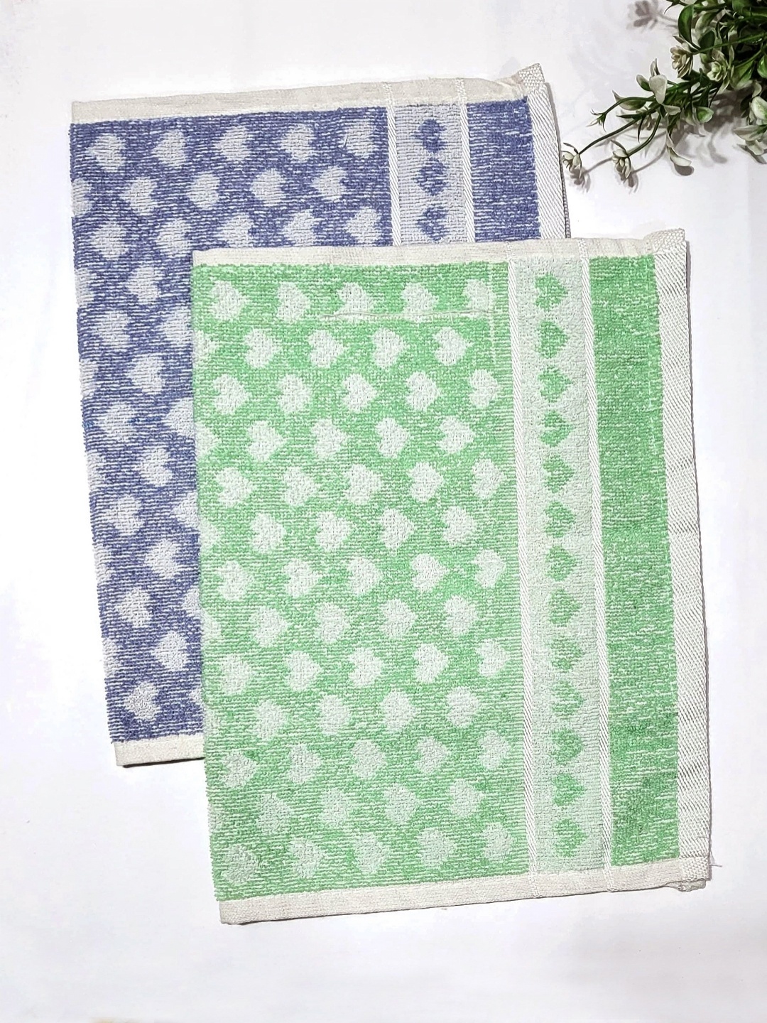 

ANA Blue & Green 2 Pieces Printed Pure Cotton Hand Towels