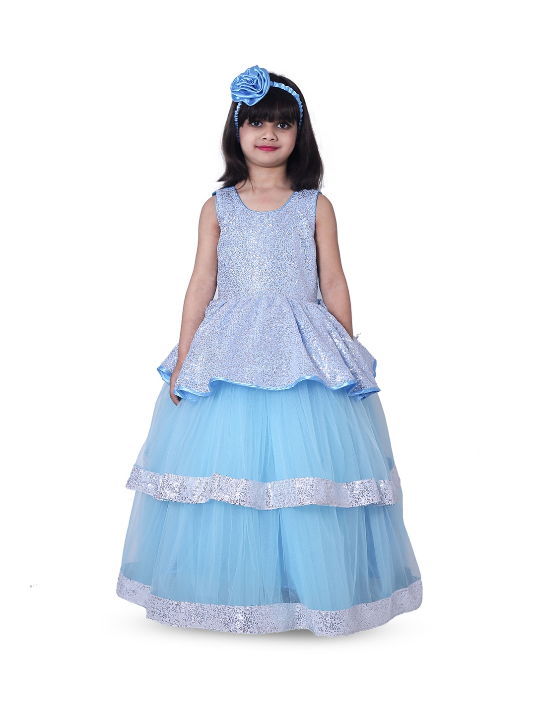 

Wish little Girls Embellished Peplum Maxi Dress, Turquoise blue