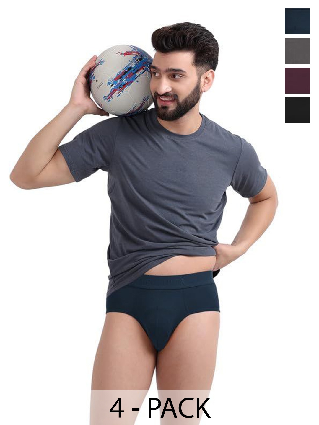 

FREECULTR Men Pack Of 5 Anti Bacterial Micromodal Basic Briefs FCPCXBSABAGMGPWSPBL, Grey