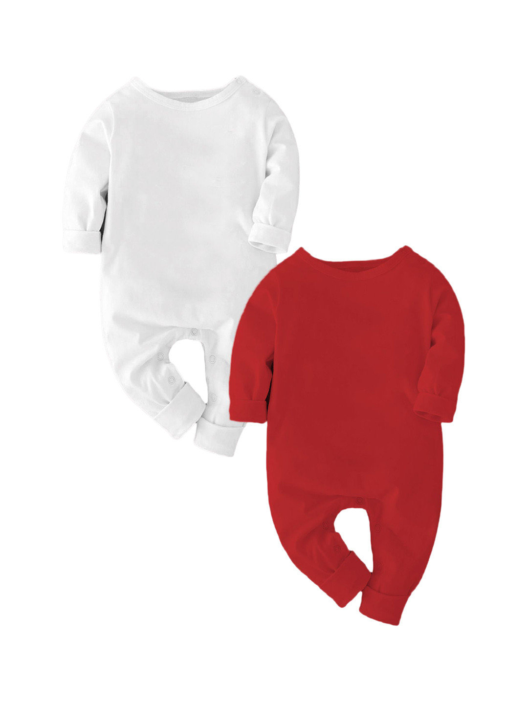 

Zeezeezoo Kids Pack Of 2 Solid Cotton Rompers, White