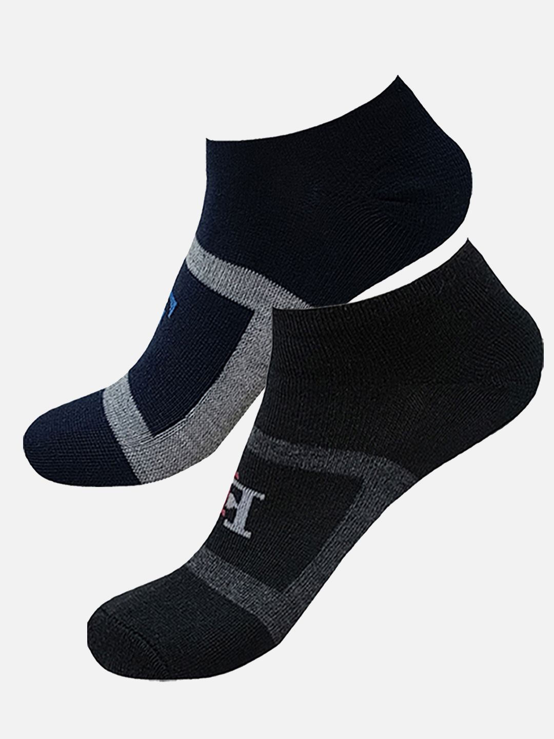 

FIMS Women Pack Of 2 Striped Ankle-Length Socks, Black