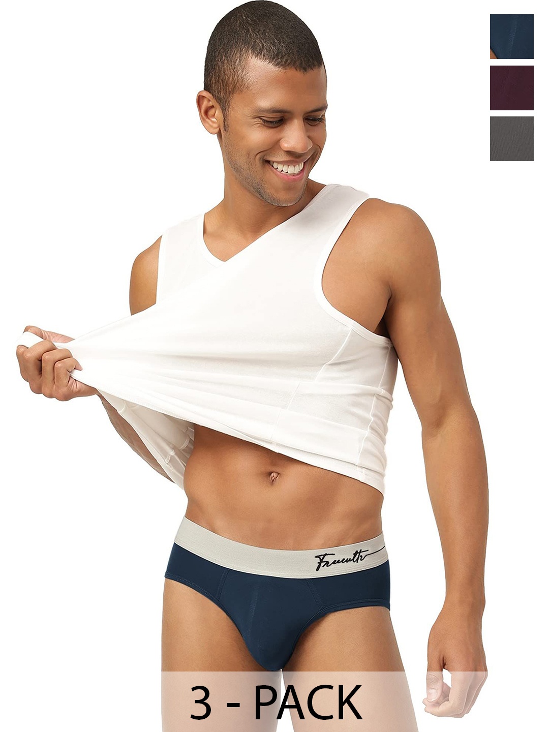 

FREECULTR Men Pack Of 3 Anti Bacterial Micromodal Basic Briefs, Grey