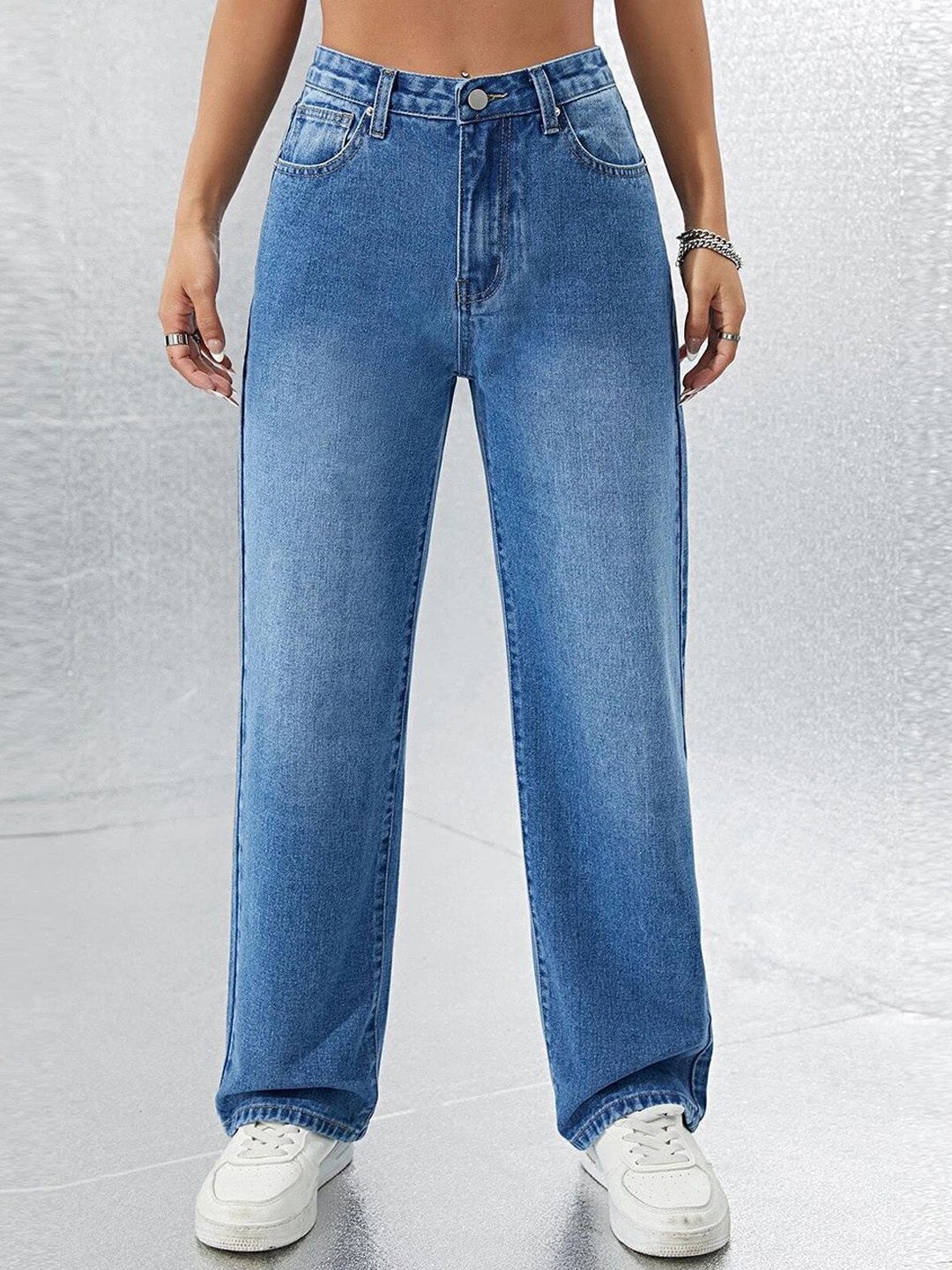 

Kotty Women Straight Fit High-Rise Stretchable Jeans, Blue