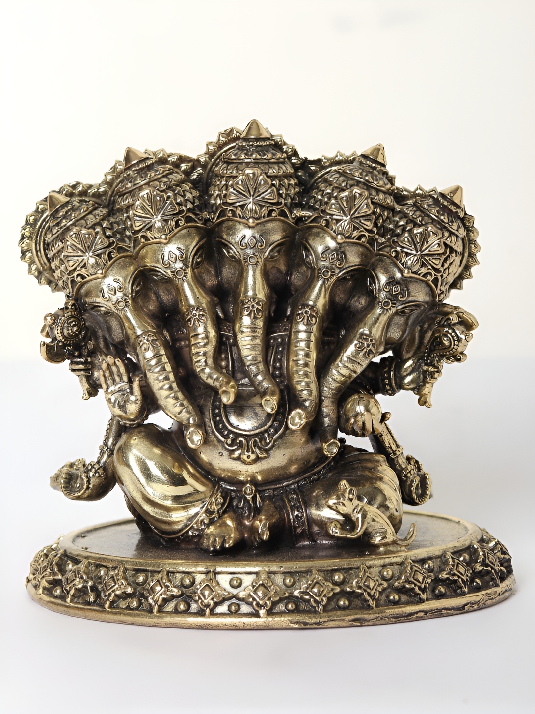 

Exotic India 4" Small Superfine Panchamukhi Ganesha Brass Statue, Metallic