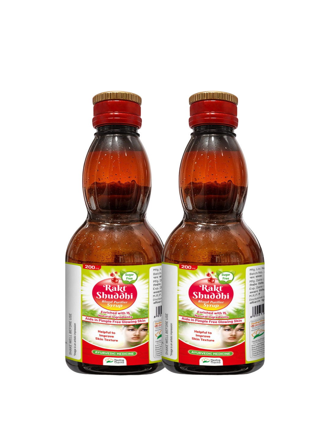 

Healing Pharma Set Of 2 Rakt Shuddhi Blood Purifier Syrup - 200 ml Each, Green