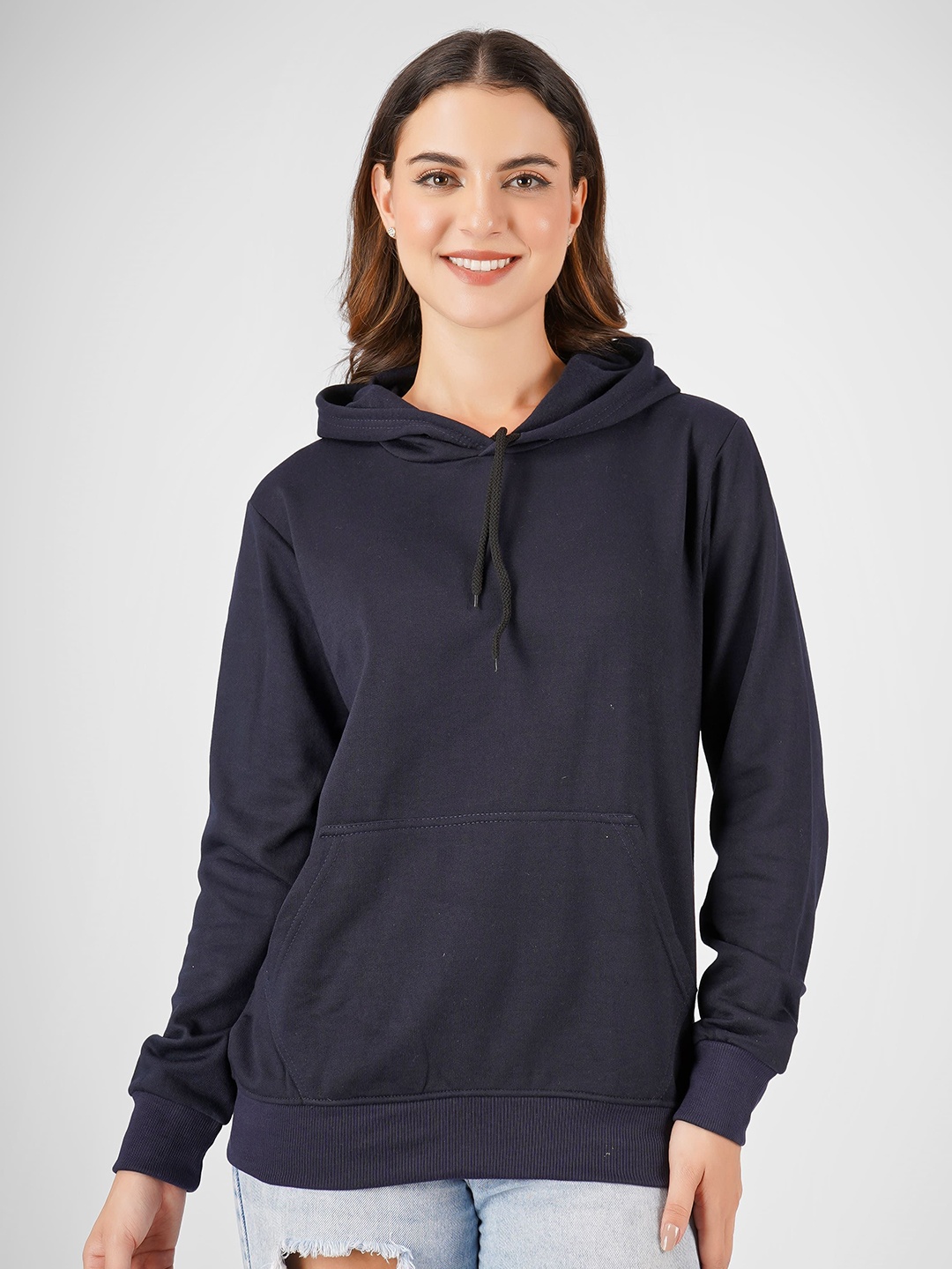 

MIMID Women Hooded Cotton Sweatshirt, Navy blue