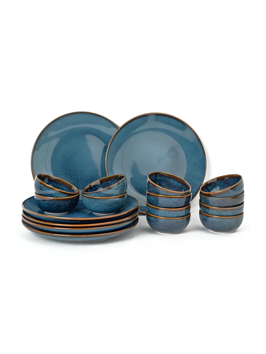 

BODHI HOUSE Blue 18 Pieces Ceramic Microwave Safe Dinner Set