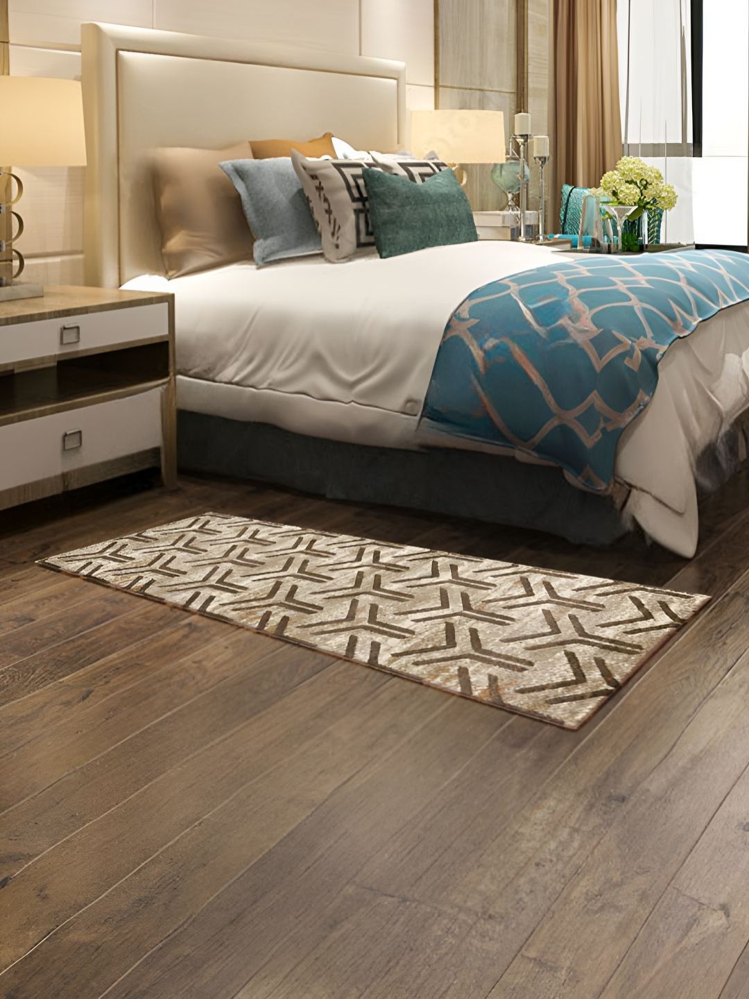 

Sapana Carpet-Mats Beige & Brown Geometric Printed Anti-Slip Floor Runner