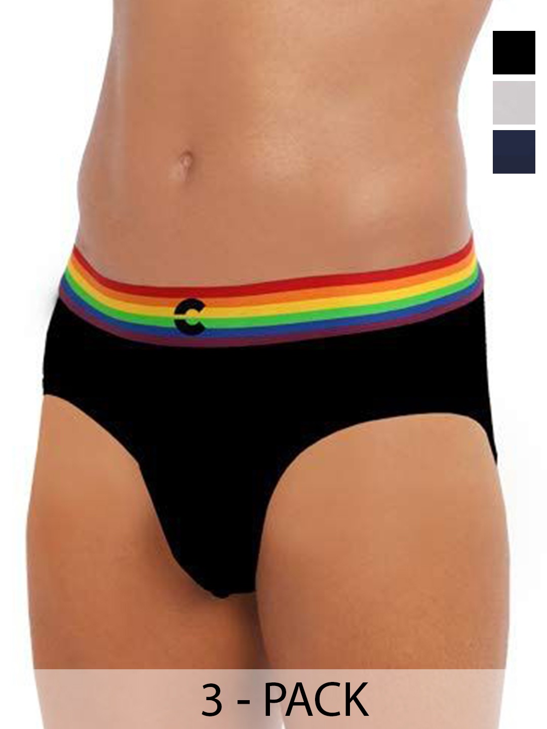

FREECULTR Pack Of 3 Men MidRise Basic Briefs, Navy blue