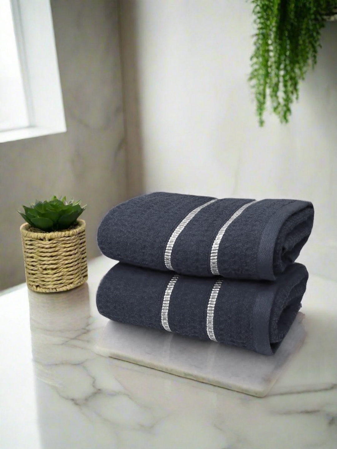 

BIANCA Grey 2 Pieces Pure Cotton 500 GSM Hand Towels