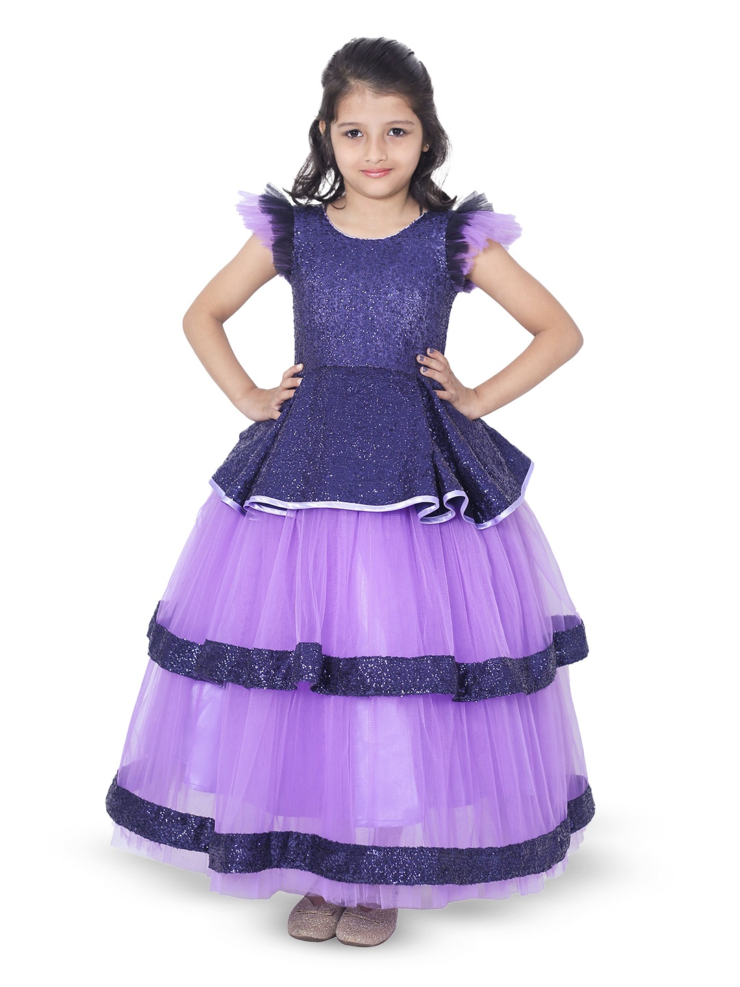 

Wish little Girls Net Fit and Flare Maxi Dress, Lavender