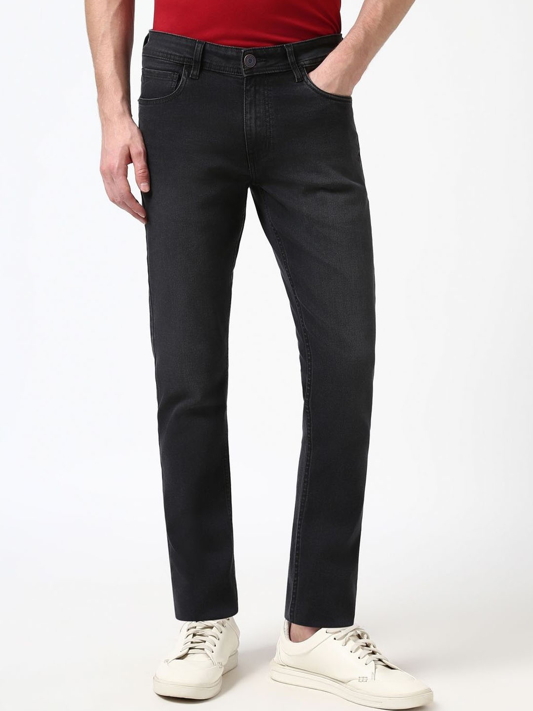 

Peter England Casuals Men Slim Fit Light Fade Jeans, Black