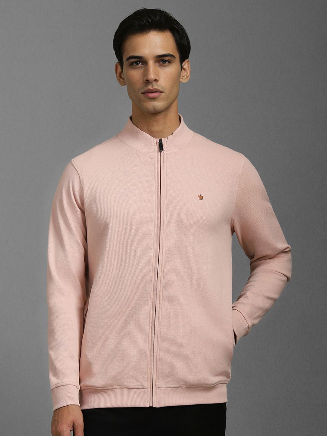 

Louis Philippe Men High Neck Cotton Sweatshirt, Pink