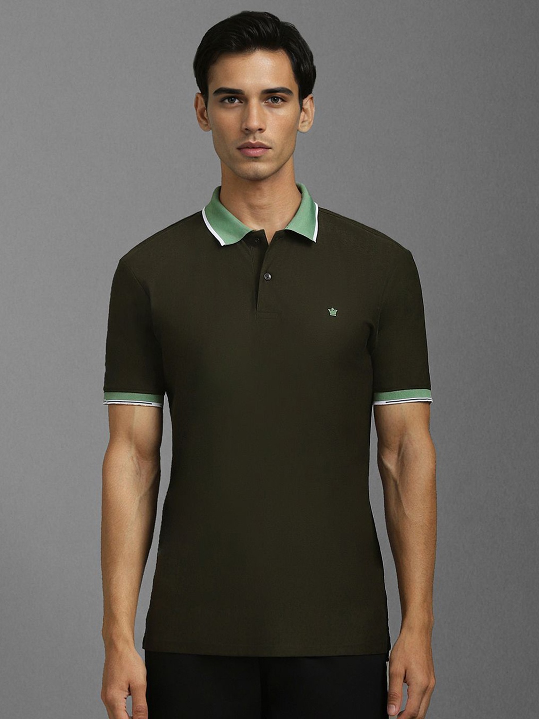 

Louis Philippe Sport Men Polo Collar T-shirt, Olive