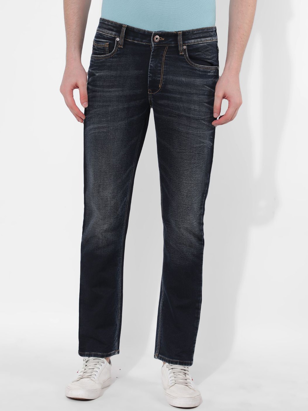 

Numero Uno Men Skinny Fit Low-Rise Light Fade Stretchable Jeans, Black